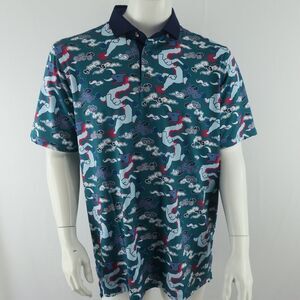 Greyson Golf Polo Shirt‎ Mens Large Wolf Slayer Polo Green Oriental